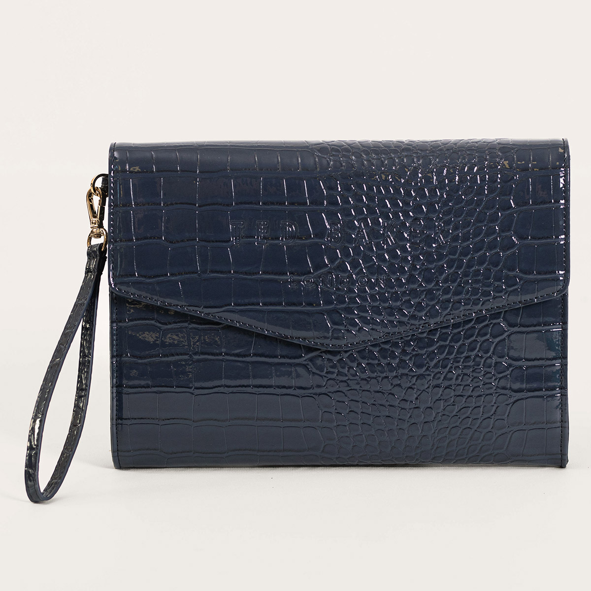 Ted Baker CROCEY Dark Blue Croc Envelope Pouch Bag