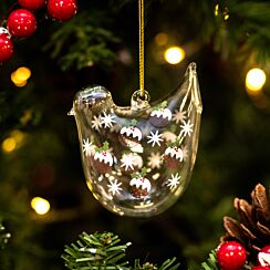 Assorted Glass Bird with Christmas Puddings Tree Decoration