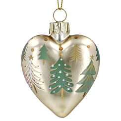 Gold Heart With Trees Tree Decoration