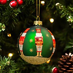 Assorted Red/ Green Sparkle Nutcracker Glass Bauble