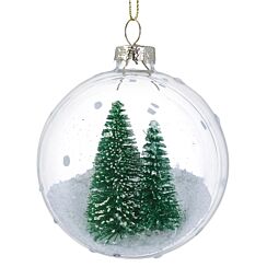 Clear Open Green Bristle Tree With Glass Bauble