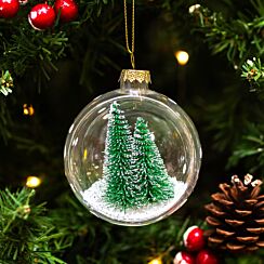 Clear Open Green Bristle Tree With Glass Bauble