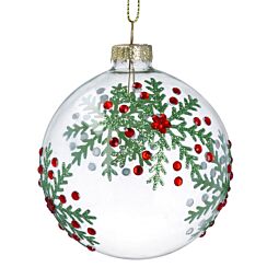 Clear With Sparkling Snowflakes Glass Bauble