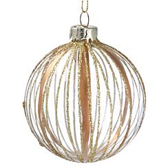 Clear With Sparkling Stripes Glass Bauble