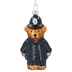 Policeman Teddy Glass Tree Decoration