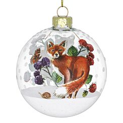 Clear With Fox & Fruit Glass Bauble