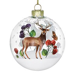 Clear With Stag & Fruit Glass Bauble