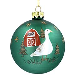 Forest Green Farmyard Goose Glass Bauble