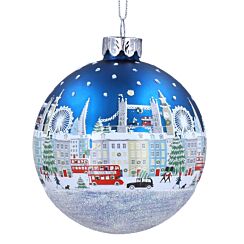 London Scene Blue Glass Bauble