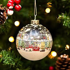 London Scene White Glass Bauble