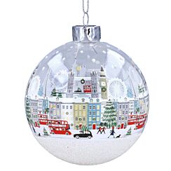 London Scene White Glass Bauble