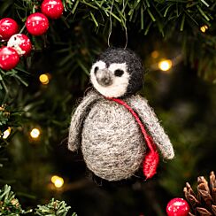 Woolly Penguin with Red Satchel Tree Decoration