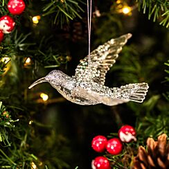 Assorted Silver Glitter Hummingbird Tree Decoration