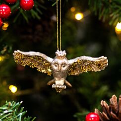 Two-Tone Resin Owl with Crown Tree Decoration