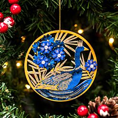 Assorted Wooden Blue & Gold Goose Tree Decoration