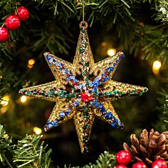 Assorted Gold Red & Blue Acrylic Star Tree Decoration