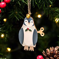 Assorted Penguin with Key Wooden Tree Decoration