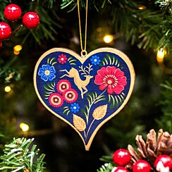 Assorted Folk Floral Heart Tree Decoration