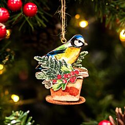 Assorted Bluetit On Pot/Watering Can Tree Decoration