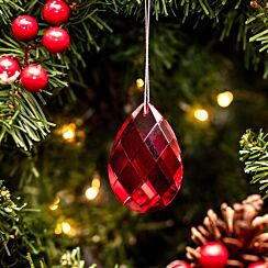 Assorted Red Jewel Glass Pendant Tree Decoration