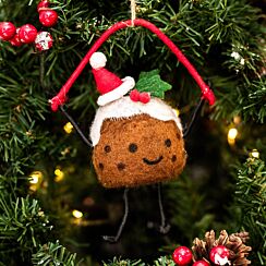 Skipping Christmas Pudding Felt Tree Decoration