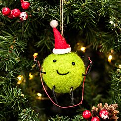 Skipping Brussels Sprout Felt Tree Decoration