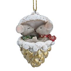 Resin Mice in Pinecone Tree Decoration