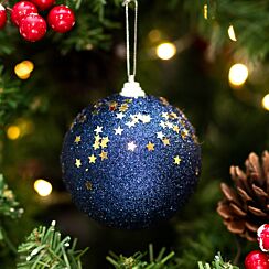 Blue Glitter & Gold Stars Bauble