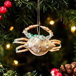 Blue & Gold Resin Crab Tree Decoration