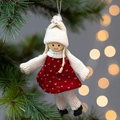 Assorted Red & White Knitted Scandinavian Kids Tree Decoration 