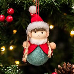 Assorted Round Fabric Elf Tree Decoration