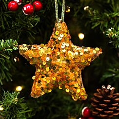 Gold Sequin Star Tree Decoration