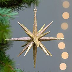 Gold Glittered Star of Bethlehem Tree Decoration 