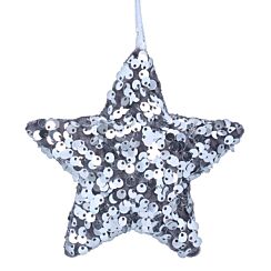 Silver Sequin Star Tree Decoration