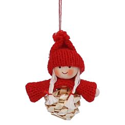 Assorted Red Knitted/ Straw Mini Santa/ Angel Tree Decoration