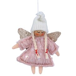 Assorted Pink/White Fabric Angel Tree Decoration