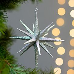 Silver Glittered Star of Bethlehem Tree Decoration 