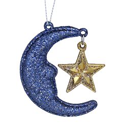 Acrylic Blue Sparkle Moon & Star Tree Decoration