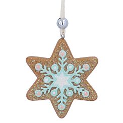 Assorted Resin Gingerbread Star Pastel Icing Tree Decoration