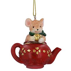 Resin Mouse in Teapot Tree Decoration