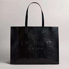 ALLICON Jet Black Croc Effect Extra Large Icon Bag