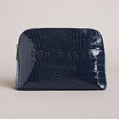 CROCALA Dark Blue Croc Makeup Bag