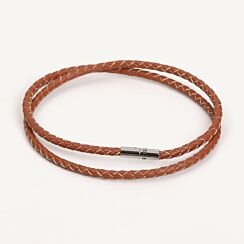 PPOUND Brown Woven Leather Bracelet