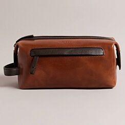 RAYLON Tan Waxy Leather Washbag