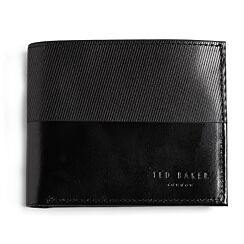 TENARY Black Leather Laser Etched Bifold Wallet