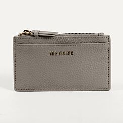 DELFIE Grey Leather Zip Card Holder