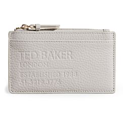 DELFIE Grey Leather Zip Card Holder