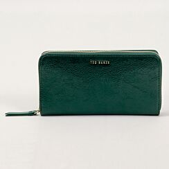 DALIEA Green Large Zip Around Leather Purse