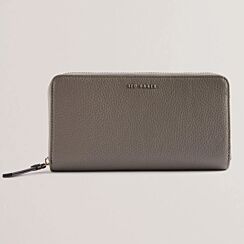 DALIEA Grey Large Zip Around Leather Purse