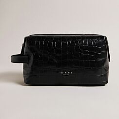 ROYE Black Croc Leather Washbag